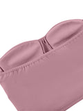 Women’s Casual Tube Tops Summer Slim Fit Tops Fashion Solid Color Satin Off-shoulder Exposed Navel Strapless Tops