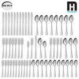 HANSMART 60Pcs Stainless Steel Flatware Set Dishwasher Safe