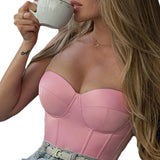 Women’s Casual Tube Tops Summer Slim Fit Tops Fashion Solid Color Satin Off-shoulder Exposed Navel Strapless Tops