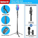 Roreta K28 Long Wireless Selfie Stick Tripod Stand Foldable Monopod With Remote shutter For Smartphones TIKTOK Shooting Live
