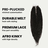 Afro Kinky 2x6 Transparent Lace Human Hair Closure
