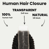 Afro Kinky 2x6 Transparent Lace Human Hair Closure