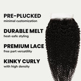 Afro Kinky Curly 4x4 Transparent Lace Human Hair Closure
