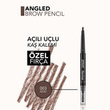 Flormar Angled Eyebrow Pencil with Brush - Long-Lasting, Natural Definition for Precise Brows