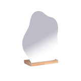 Evcazım Asymmetric Wooden Makeup Mirror - Unique Handmade Decorative Mirror for Home, 13.78 x 11.02 inches