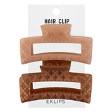 Eklips Rectangular Frosted Hair Claws Cream & Brown 2-Pack