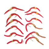 San Juan Worm Power Bead Assortment 12 Flies Size 14