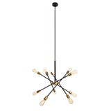 Elegant Lighting Axel 10 Light Chandelier in Black and Brass