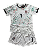 Ronaldo Portugal 2025 Away White Kids Soccer Jersey Kit 2 Piece Set