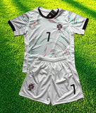 Ronaldo Portugal 2025 Away White Kids Soccer Jersey Kit 2 Piece Set