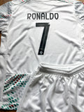 Ronaldo Portugal 2025 Away White Kids Soccer Jersey Kit 2 Piece Set