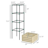 Beige Galvanized Open Bottom Raised Garden Bed Planter with Tomato Cage Trellis