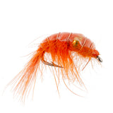 Orange Beaded Shrimp Scud - 6 Flies - Size 12 - Tailwater Lake Fly Fishing Nymph
