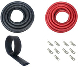 2 Gauge Welding Battery Cable Kit - Includes 10 pieces of 3/8" Tinned Copper Cable Lugs and 3 Feet Black Heat Shrink Tubing