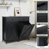 Black Multipurpose 2 Drawer / 2 Tilt Out 10gL Kitchen Laundry Trash/Recycle Storage
