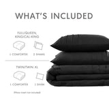 Twin/Twin XL Pre-Washed Pleated Microfiber Comforter Set in Black