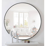 Round 21-inch Wall Mirror in Black - Living Room Bedroom Accent Bathroom Mirror