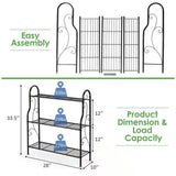 Indoor/Outdoor Black Metal 3-Tier Bookcase Plant Stand Shelving Rack
