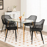 Set of 4 Mid-Century Modern Black Mesh Dining Chair with Ergonomic Backrest