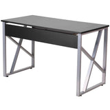 Contemporary Black Laminate Office Computer Desk with Keyboard Tray