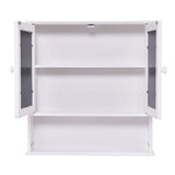 Simple Bathroom Mirror Wall Cabinet in White Wood Finish 23 x 22 inch