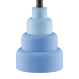Small Blue Desk Light Table Lamp with White Fabric Shade for Bedside Nightstand