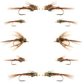 Basics Collection - Beaded Pheasant Tail Nymph Assortment - 10 Flies #14-18