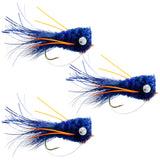 3 Pack Bass Popper Size 6 - Blue Orange Bass Bug With Weed Guard