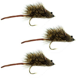 3 Pack Deer Hair Scruffy Rat Size 2 - Bass Bug With Weed Guard