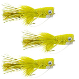 3 Pack Bass Popper Size 8 - Yellow Bass Bug With Weed Guard
