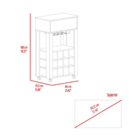 Bayamon Bar Cart – Contemporary Wine & Glass Storage with Drawer and Casters