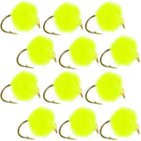 Bead Head Hot Chartreuse Egg Fly Fishing Flies - 1 Dozen Flies Hook Size 16