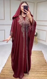 Beading Chiffon Maxi Dress Caftan Abaya Dubai Luxury Muslim Women Clothing Hijabs Femme Plus Size Hooded Long Dresses African