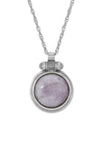 1928 28 Inch Silver Tone Amethyst Round Pendant Necklace