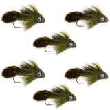 Big Eye Olive Sculpin Streamer Fly - 6 Flies - Hook Size 2
