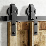 Classic Single Bypass 2 Door Barn Door Kit | Black Hardware