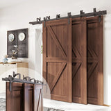 J-Strap Triple Track Bypass Barn Door Hardware Kit | Matte Black