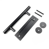 12" Round Pull & Flush Barn Door Handle Combo