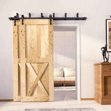 J-Strap Black Double Bypass Barn Door Hardware Kit