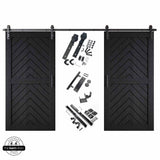 Fishbone Double Barn Door Kit | Black Hardware