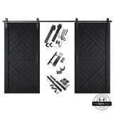 Patterned Double Door Barn Door Kit | Black Barn Door Hardware