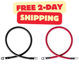 4/0 Gauge (AWG) Black and Red Pure Copper Battery Cable Wire with Lug Connector Ring Terminals