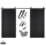 Slanted Double Barn Door Kit | Black Hardware