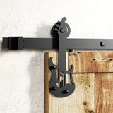 Guitar Black Single Track Barn Door Hardware Kit