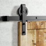 Spoke Wheel Black Single Track Barn Door Hardware Kit