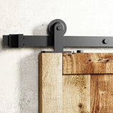 Straight Top Mount Black Single Track Barn Door Hardware Kit