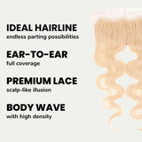 Blonde Body Wave 13x4 Transparent Lace Human Hair Frontal