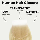 Blonde Straight 4x4 Transparent Lace Human Hair Closure