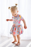 SALE Blue Retro Unicorns S/S Twirl Bodysuit