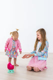 SALE Blue Retro Unicorns S/S Twirl Bodysuit